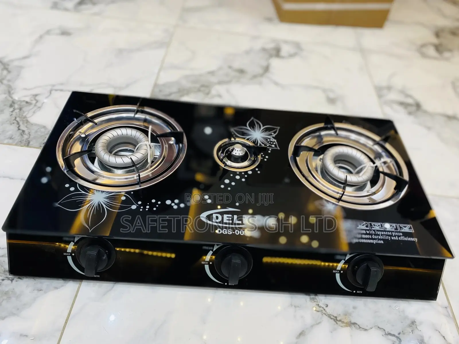 Delron DGS-003AB Automatic Table Top Gas Cooker – 3 Burner