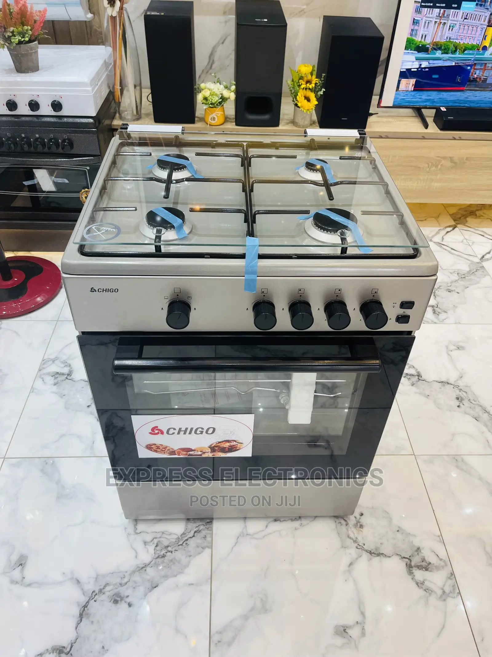 Top Glass Lid Oven Grill Cooker Chigo 4burner