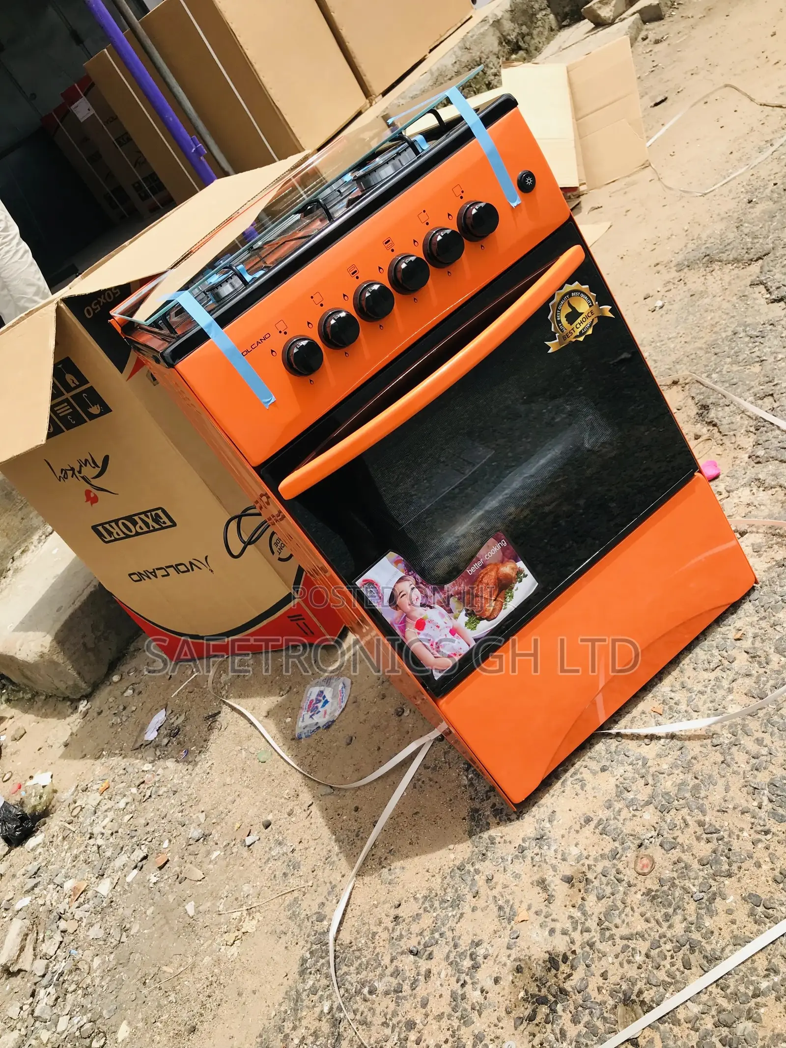 4 Cooker Gas Burner Orange Volcano Oven With Grill