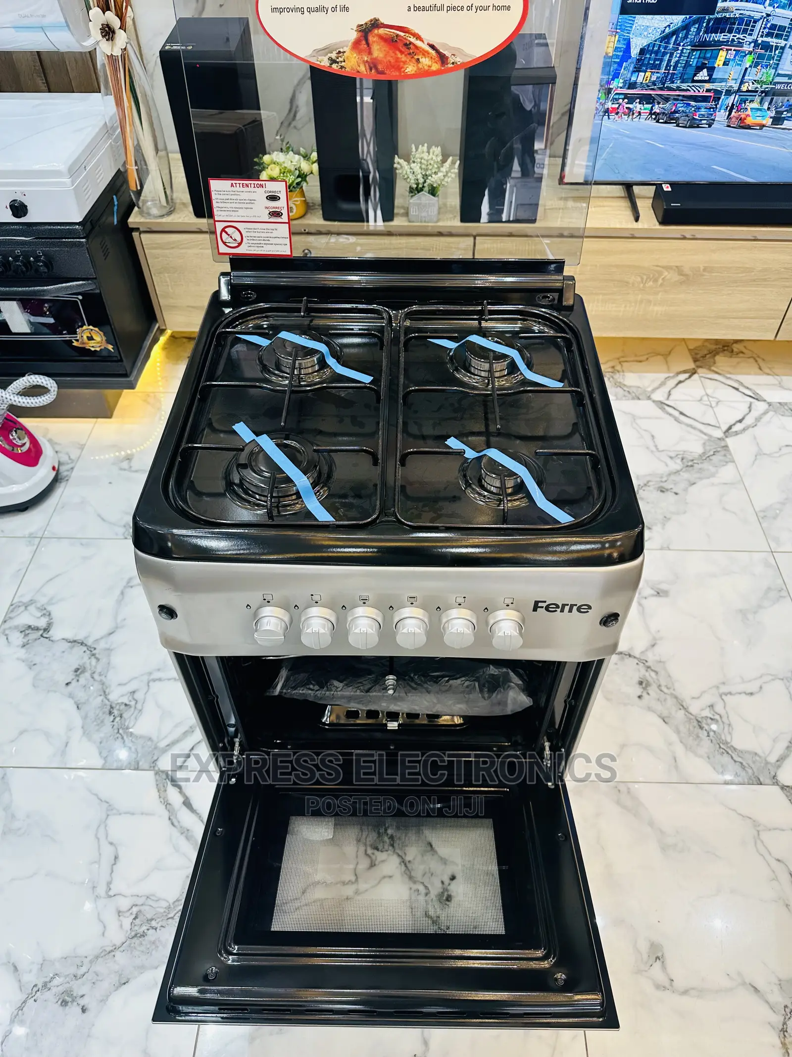Ferre 60/60 Gas Oven 4burner Grill Rotisserie Stove