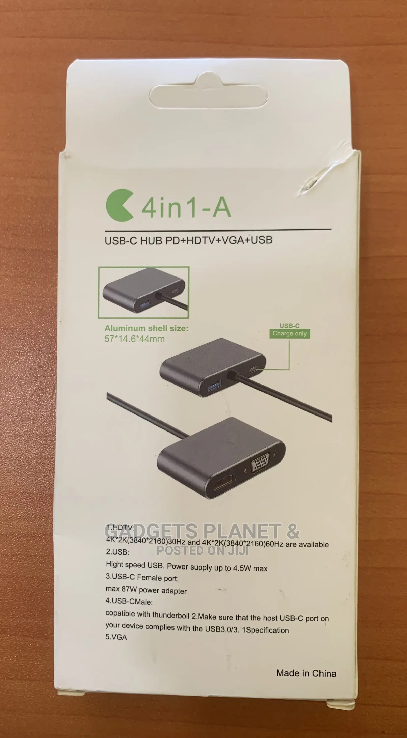 4 in 1 USB C to HUB PD + HDTV + VGA + USB 3.0 -
