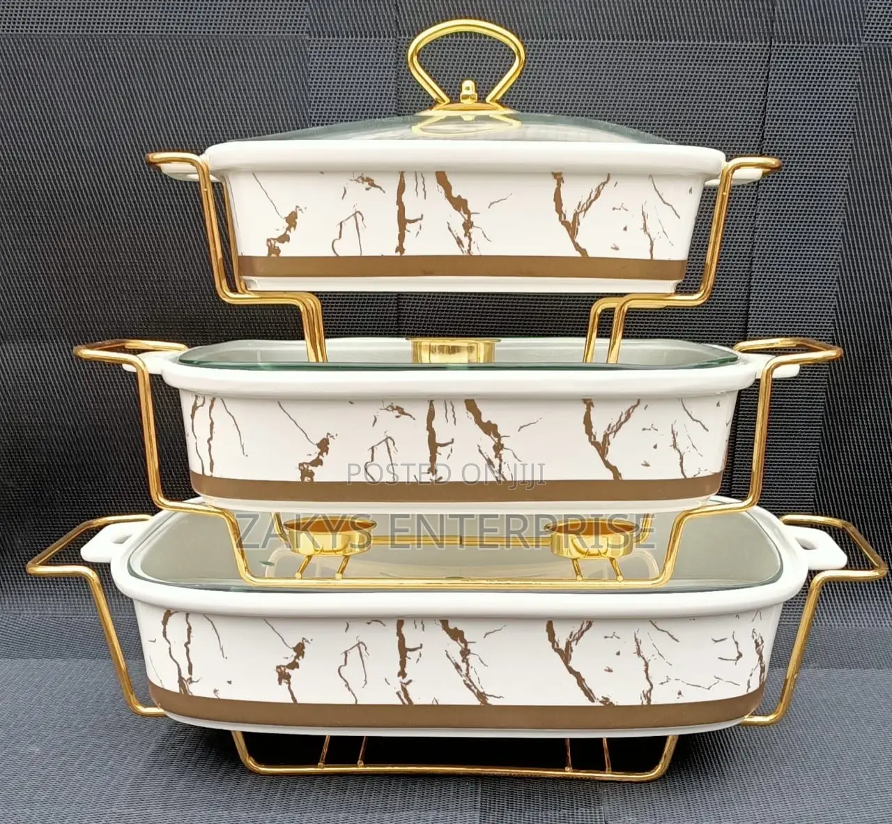 3pcs Ceramic Chaffing Dish Warmer Set