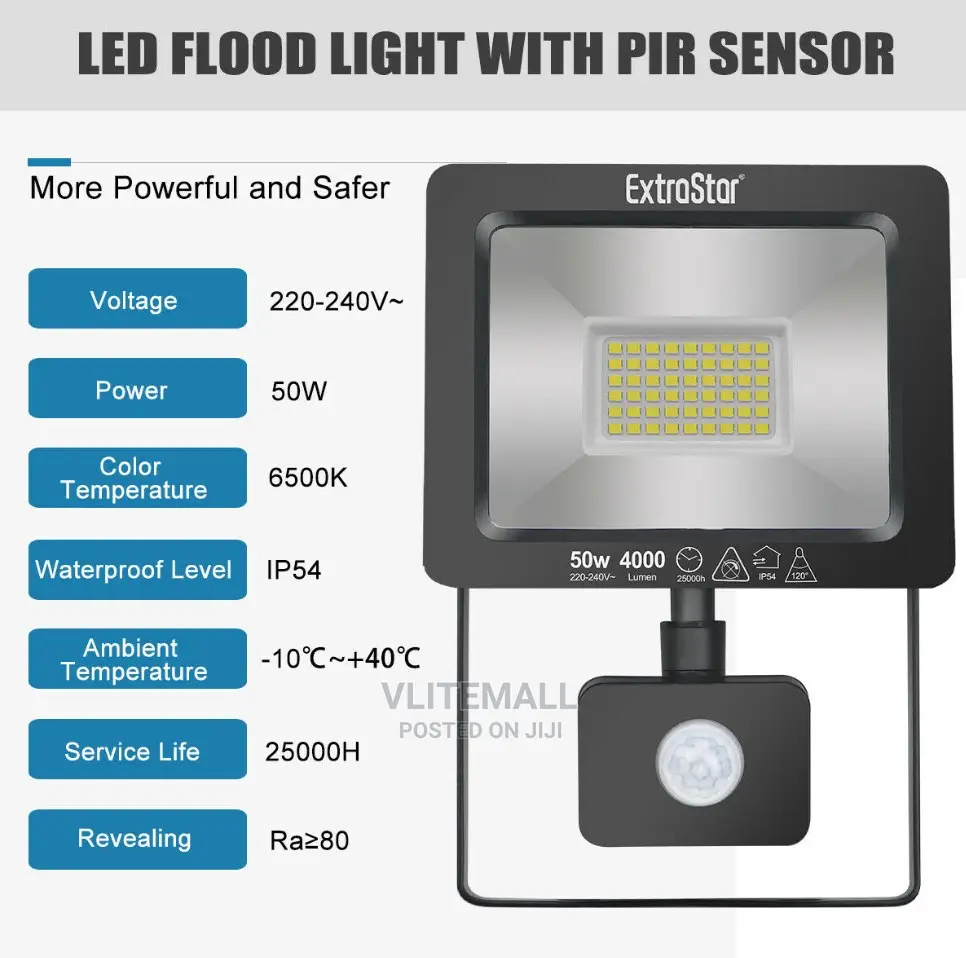 50W LED Floodlight With Motion Sensor