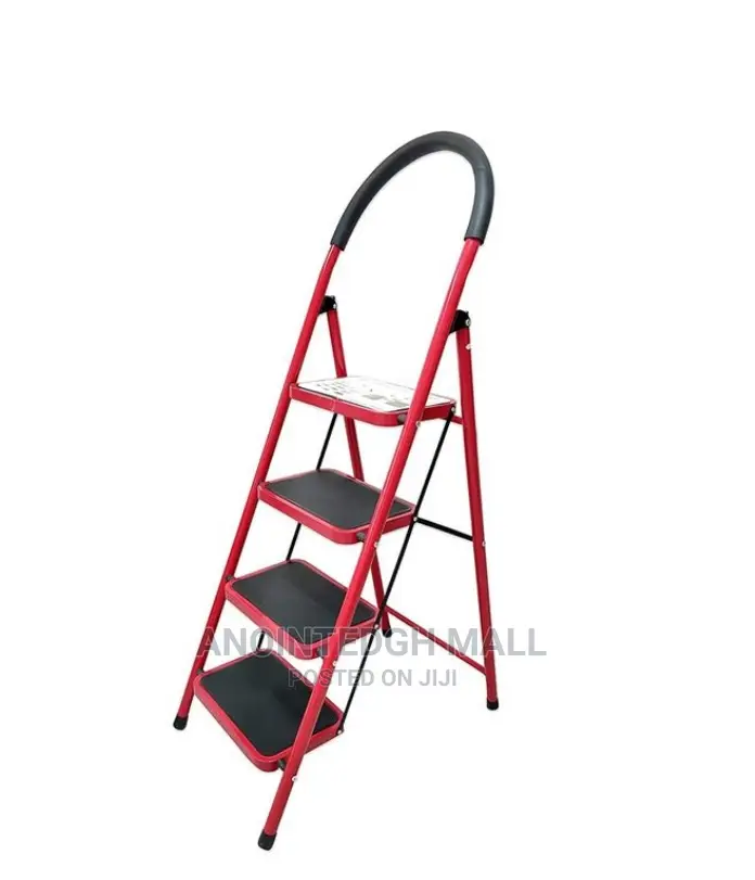 Folding Ladder 4 Steps - Red/Black