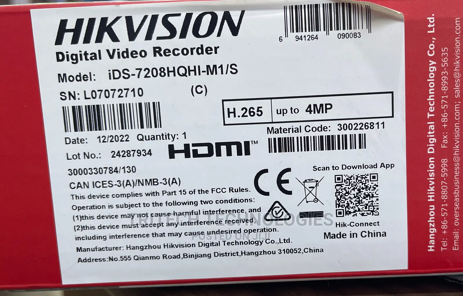 Hikvision 8ch Up to 5mp Ids-7208hqi-H1/S