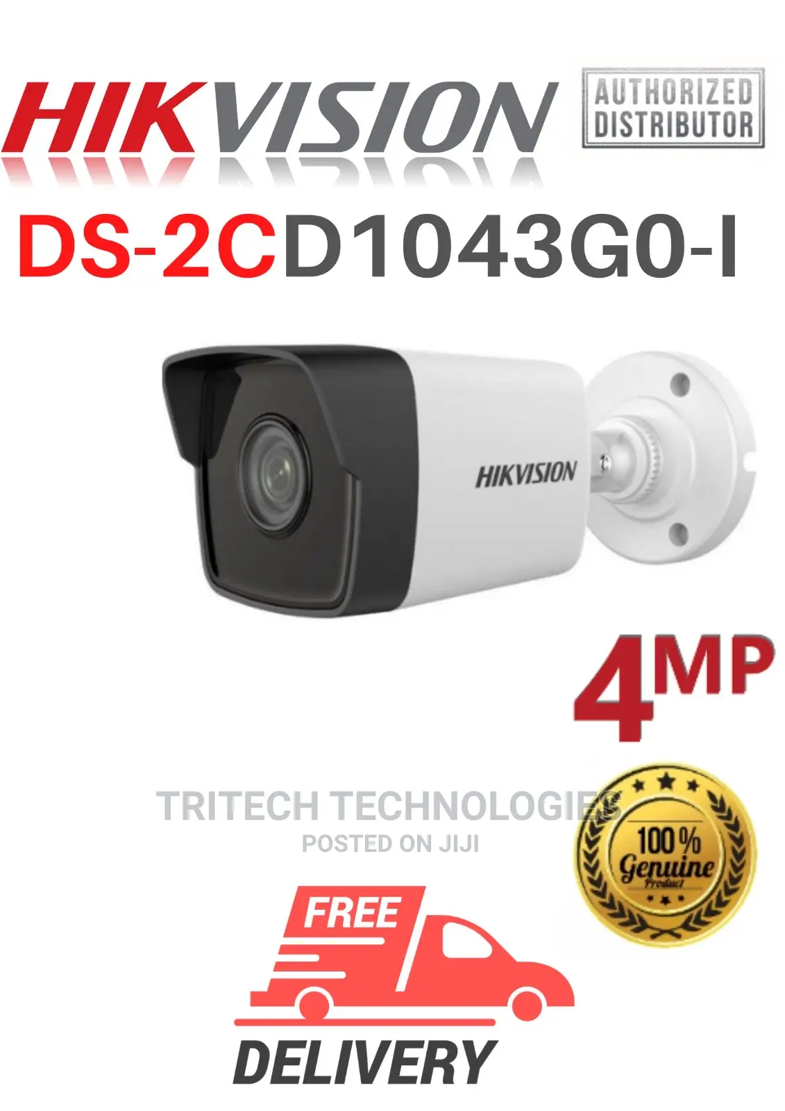HIKVISION 4MP Fixed Bullet Network Camera DS-2CD1043GO-1