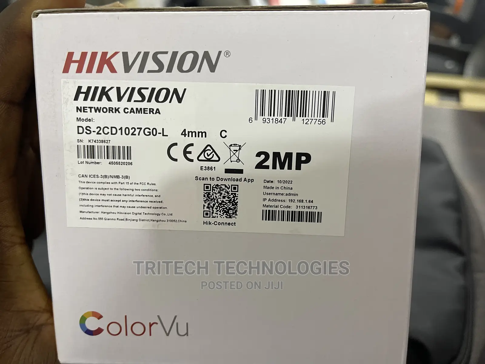 Hikvision Ds-2cd1027go-L 2mp Full Color Fixed Bullet IP