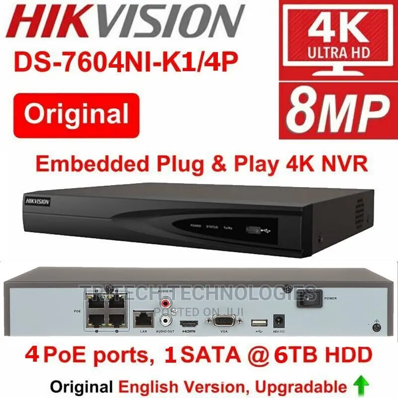 NVR 4ch Poe Ds-7604n1/4p