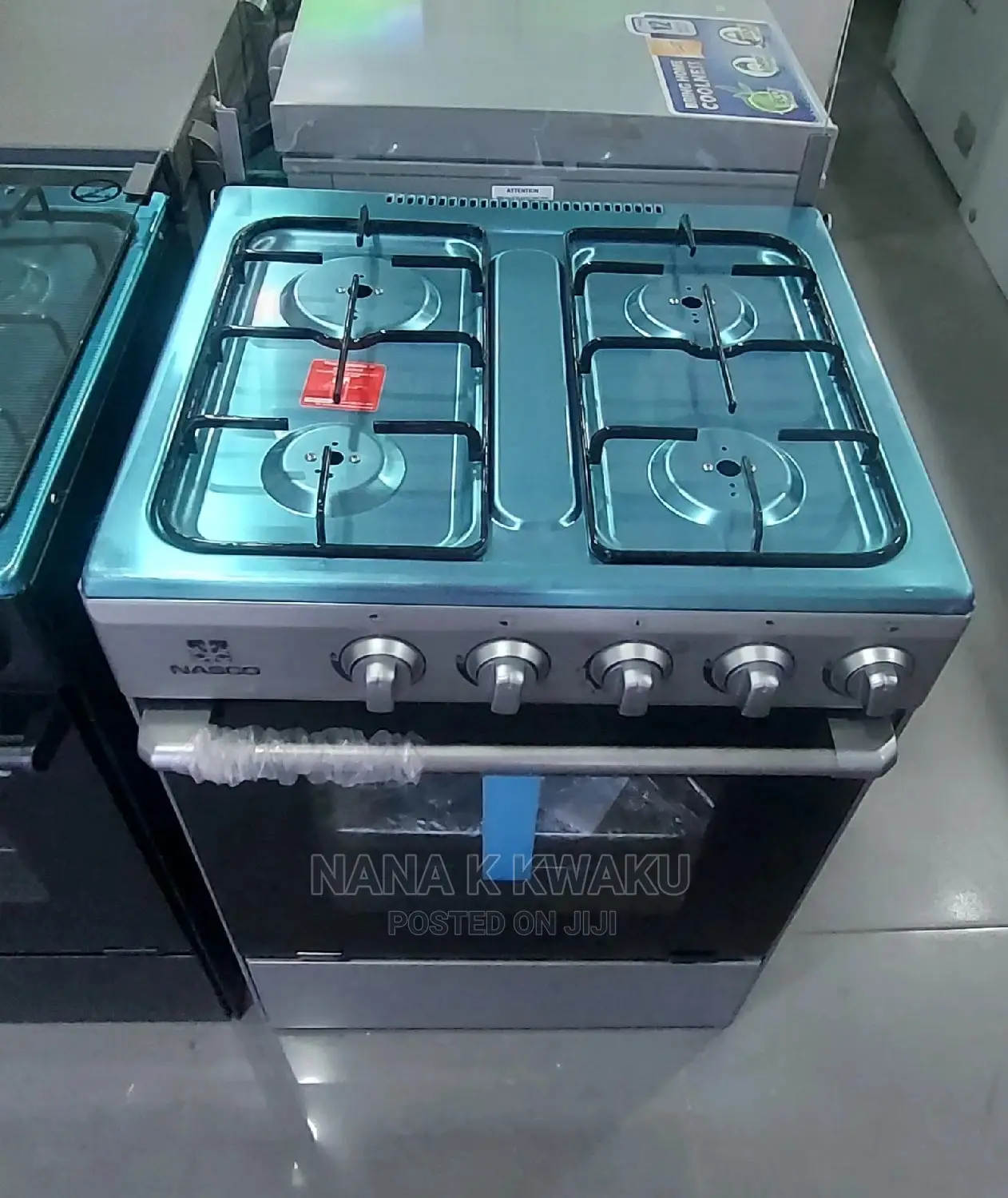 Silver Nasco 4 Burner Gas Cooker With Oven Grill