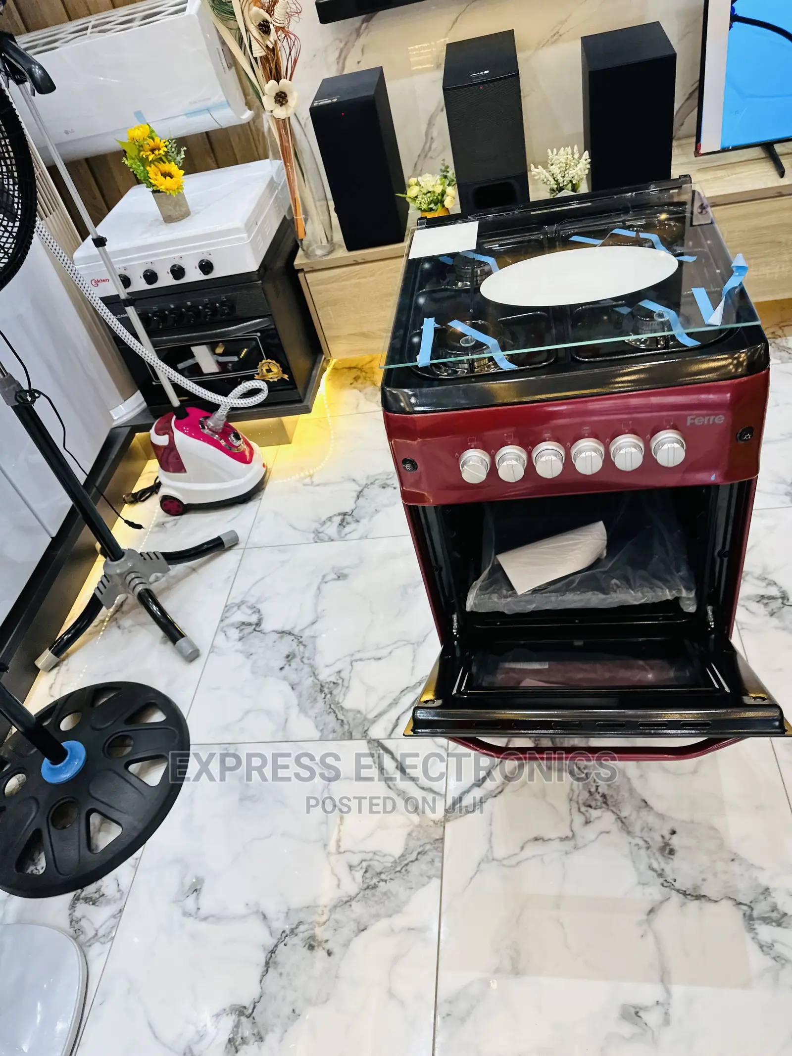 Oven Grill Auto Ignition 4burner Red 50/55 Cooker