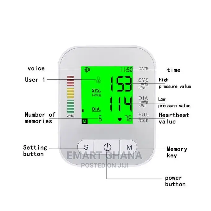 Voice Blood Pressure Monitor Digital Bp Pulse Health Heartbe
