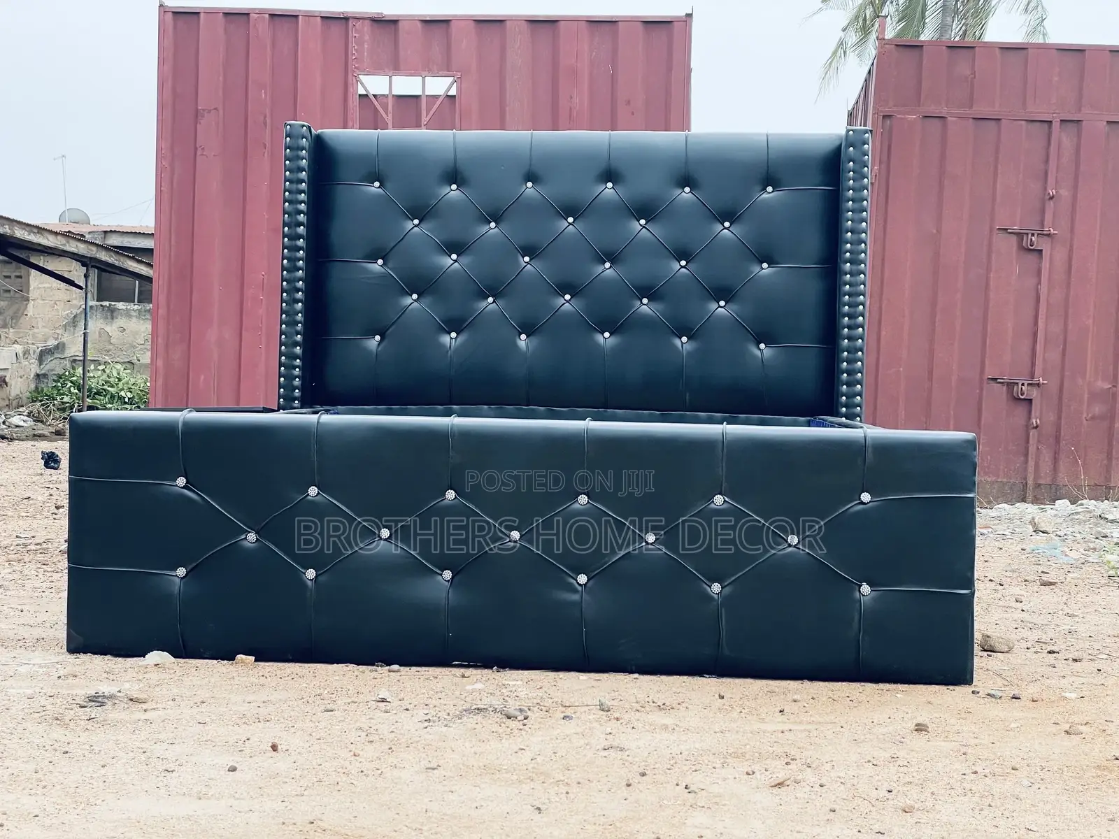 Black Leather 60x80 Foreign Double Size Frame/ Very Strong