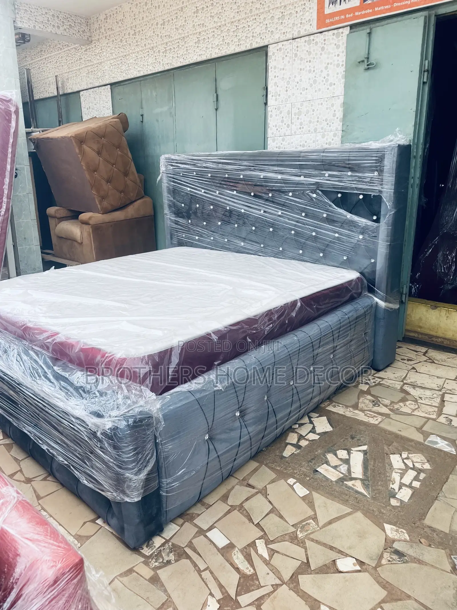 Queen Size Bedframe 72x75 With Mattress 10 Inches.
