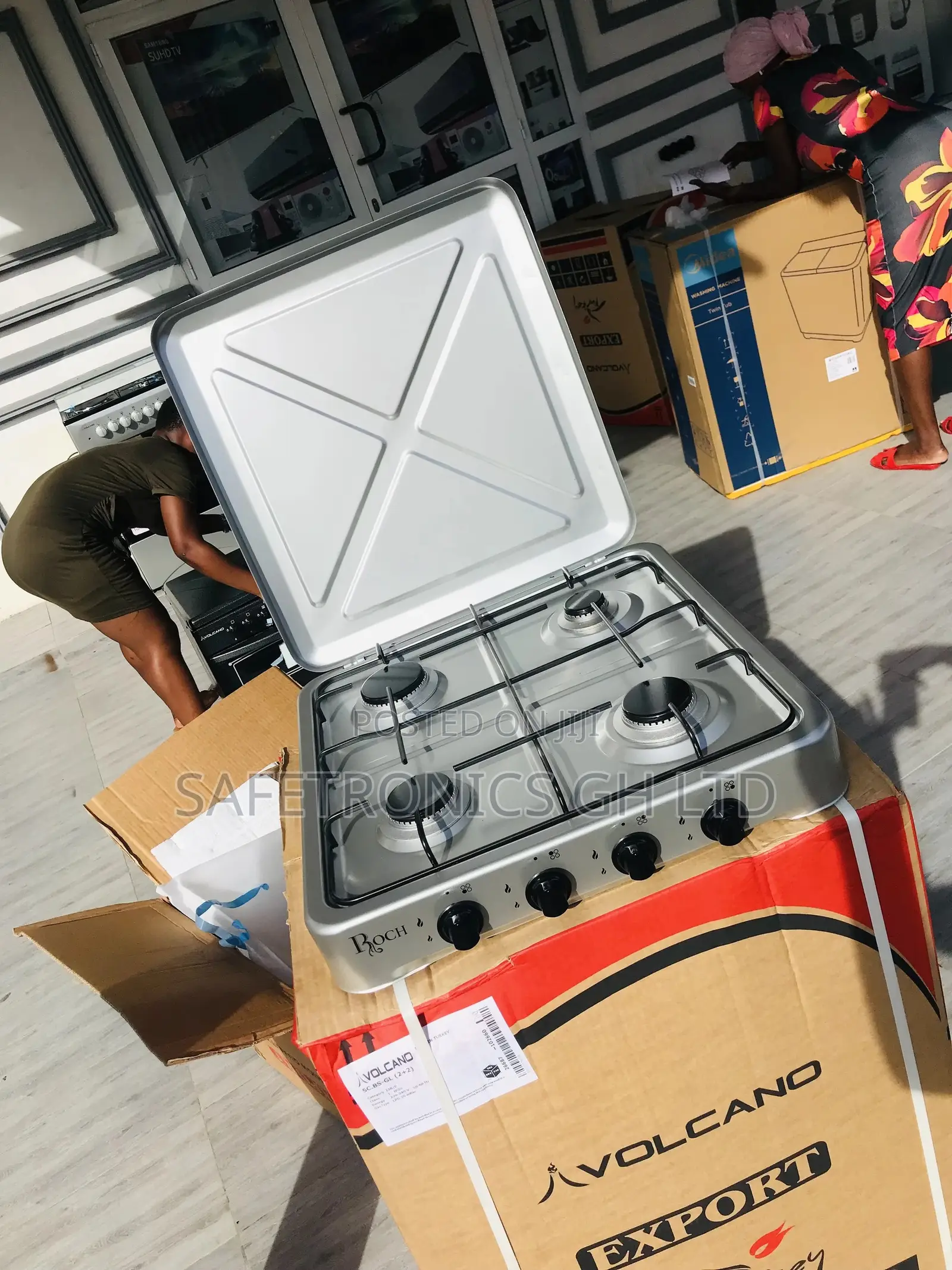 Tabletop 4 Gas Burner Metallic Gray Volcano Stove 