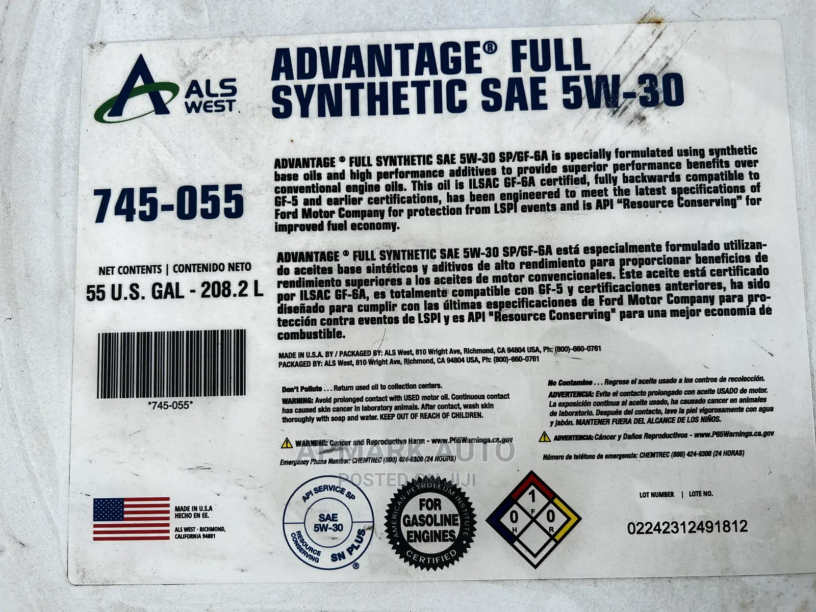 Fully Synthetic Engine Oil 5w30 in 208l Drums
