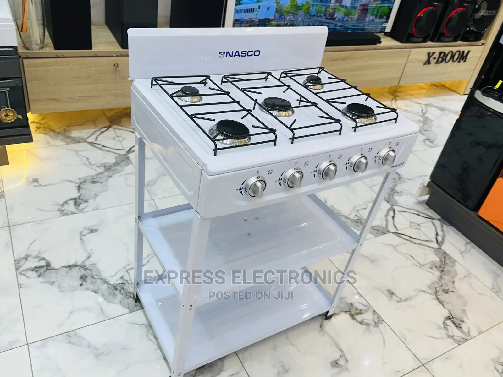 Stainless Steel White Nasco 5burner Gas Cooker With Stands