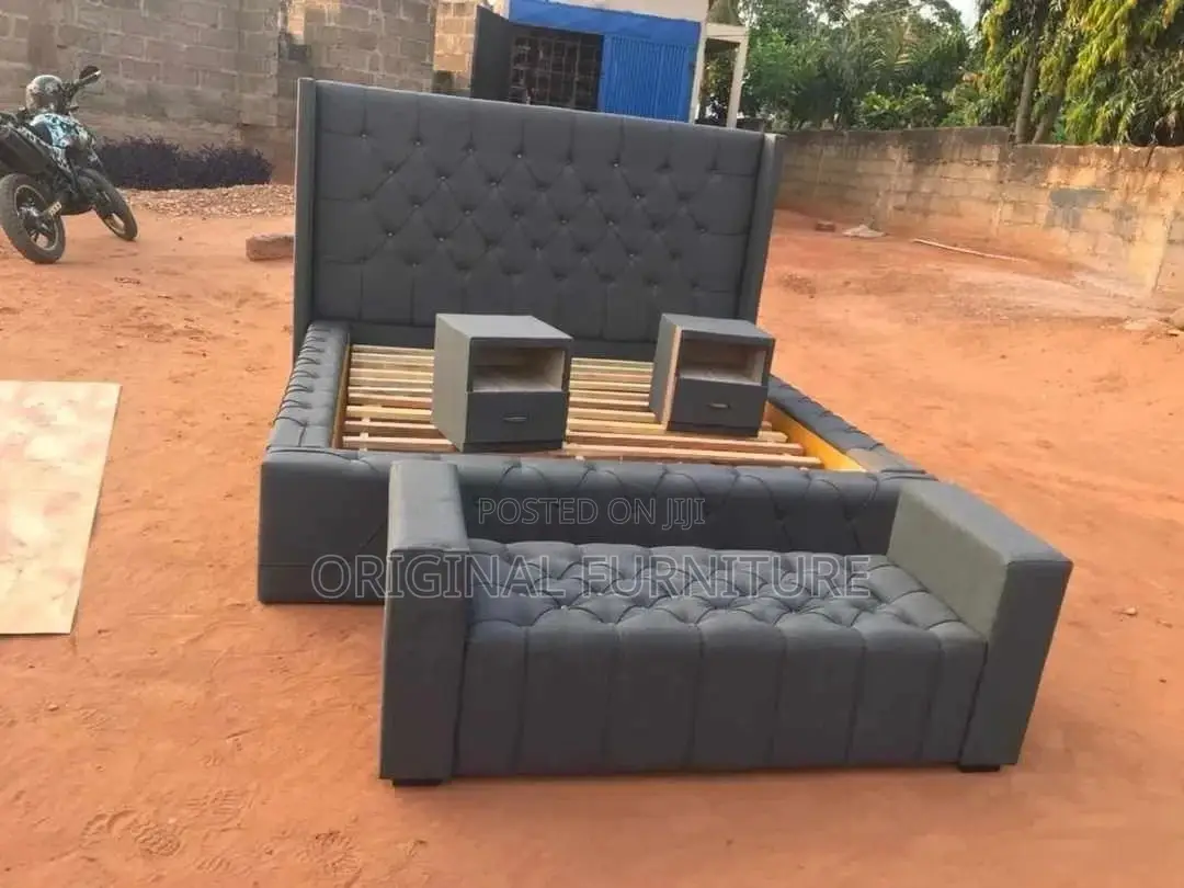 King Size Bed Frame With Ottoman and Side Drawers