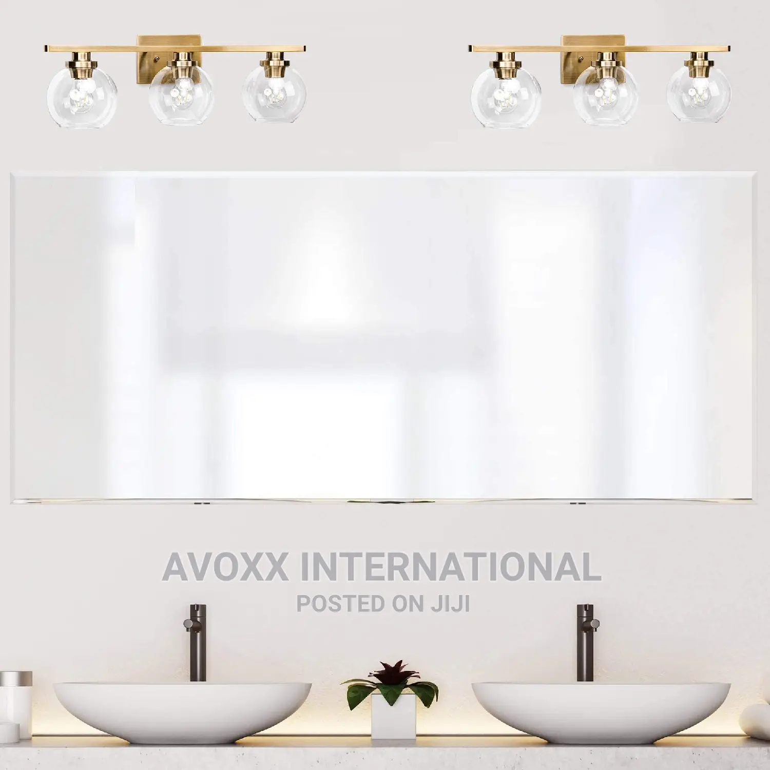VALDIVIAN 3-Light Vaniity W/ Clear Glass Globe Shades, Brass