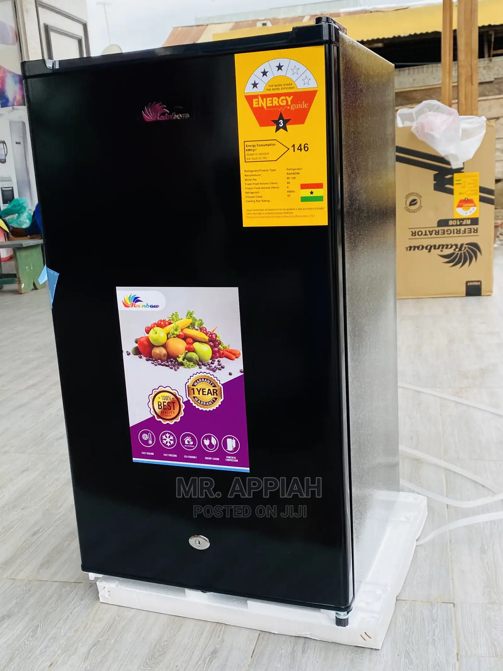 Energy Saving Rainbow 93L Top Mount Freezer Fridge(RF-108):