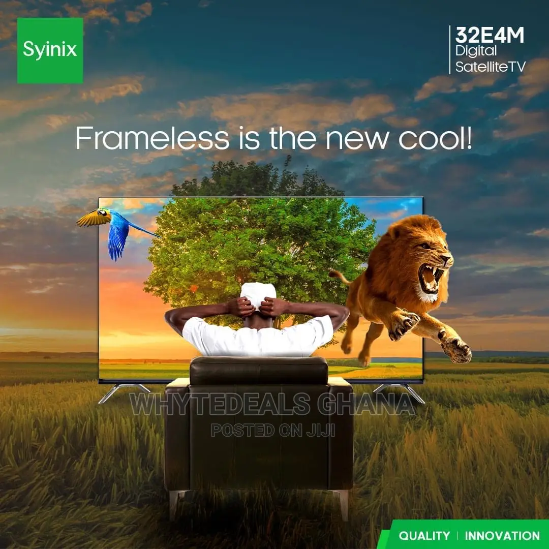 Frameless Icast 32” Syinix Full HD Satellite LED TV Free W/M
