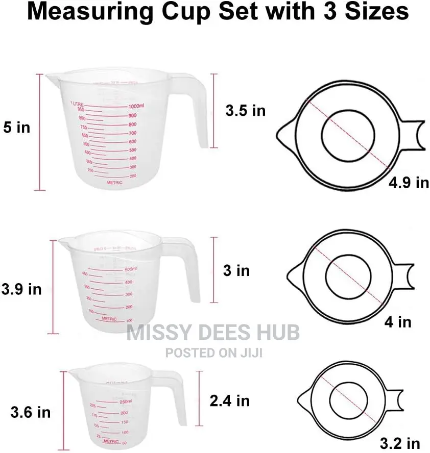 3pcs Plastic Measuring Cups Set