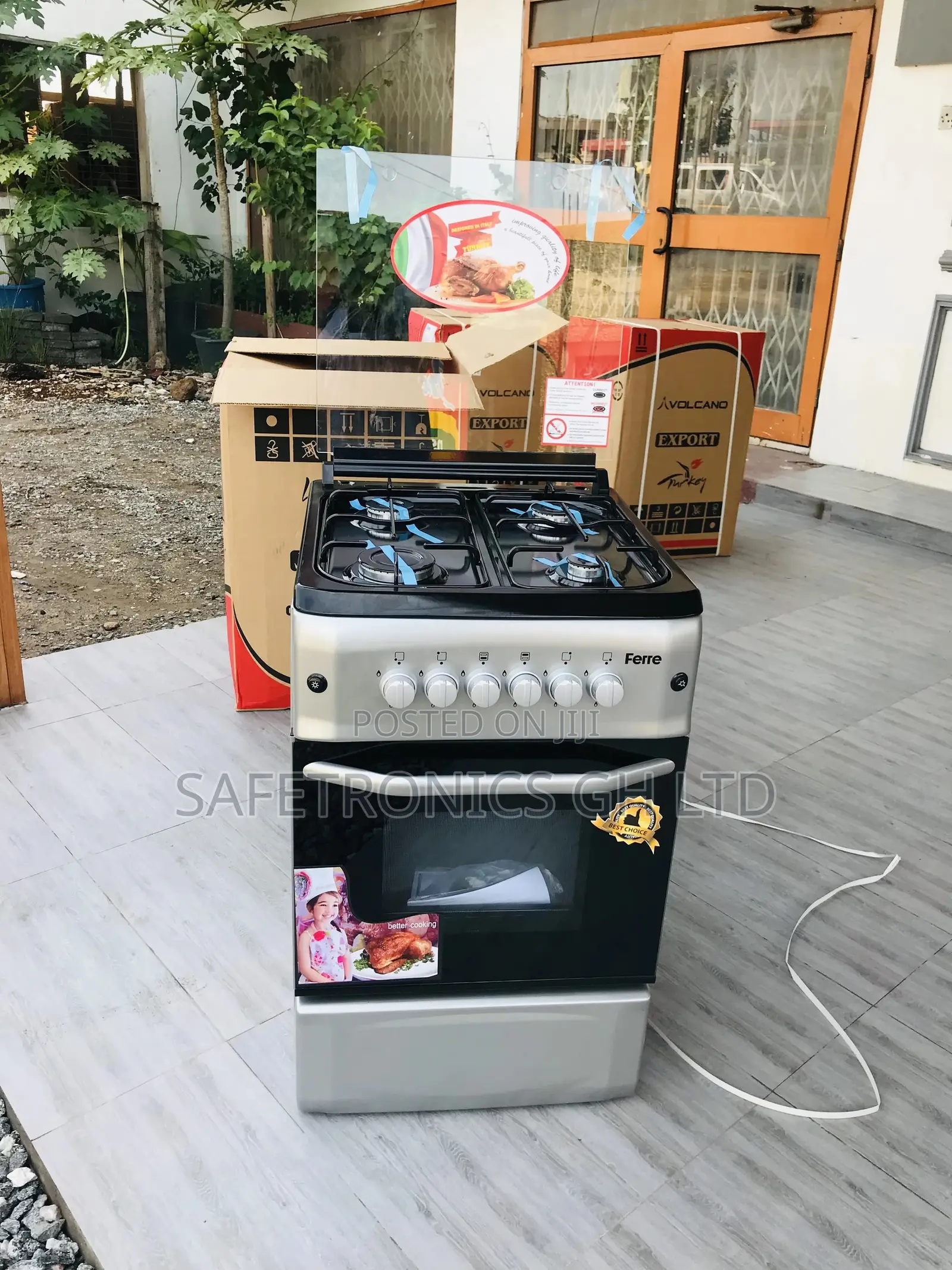 Adjustable 4 Gas Burner Legs Ferre 50x55 Oven With Grill 