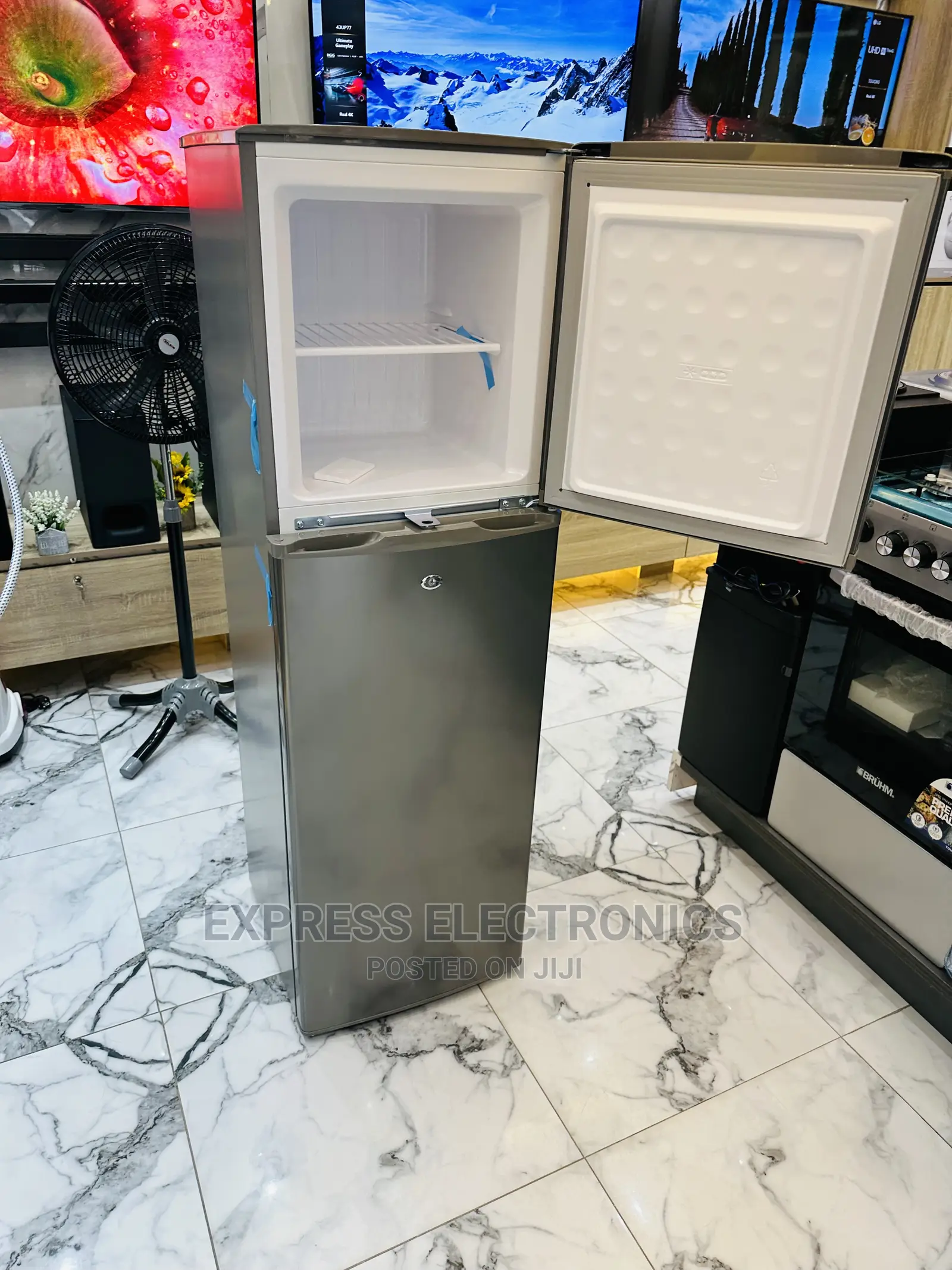 Quality~Pf-270fl Double Door Pearl Grey Fridge Top Freezer