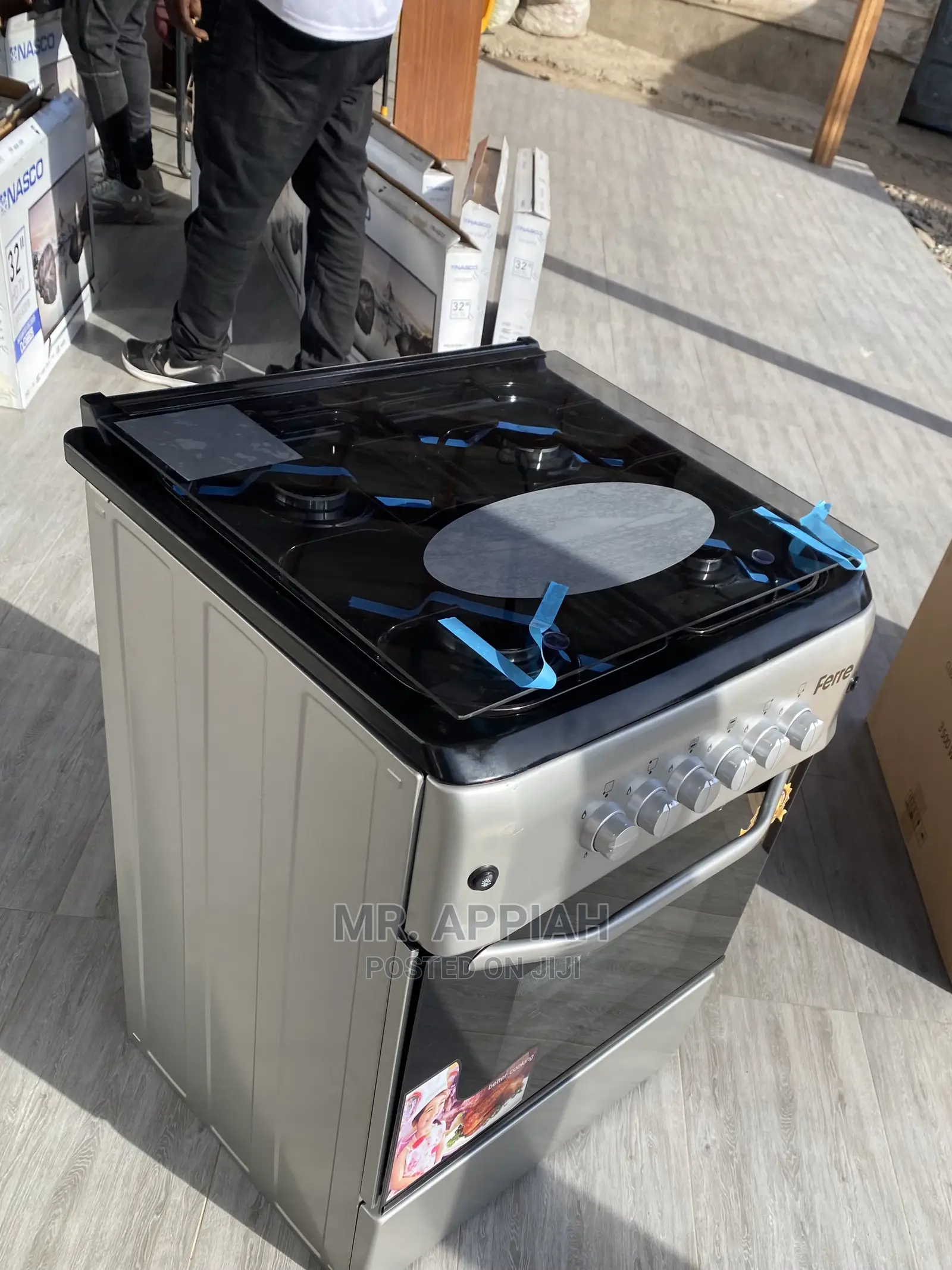 Elegant Ferre 4 Gas Cooker With Glass Lid 50x55cm.(Gray)