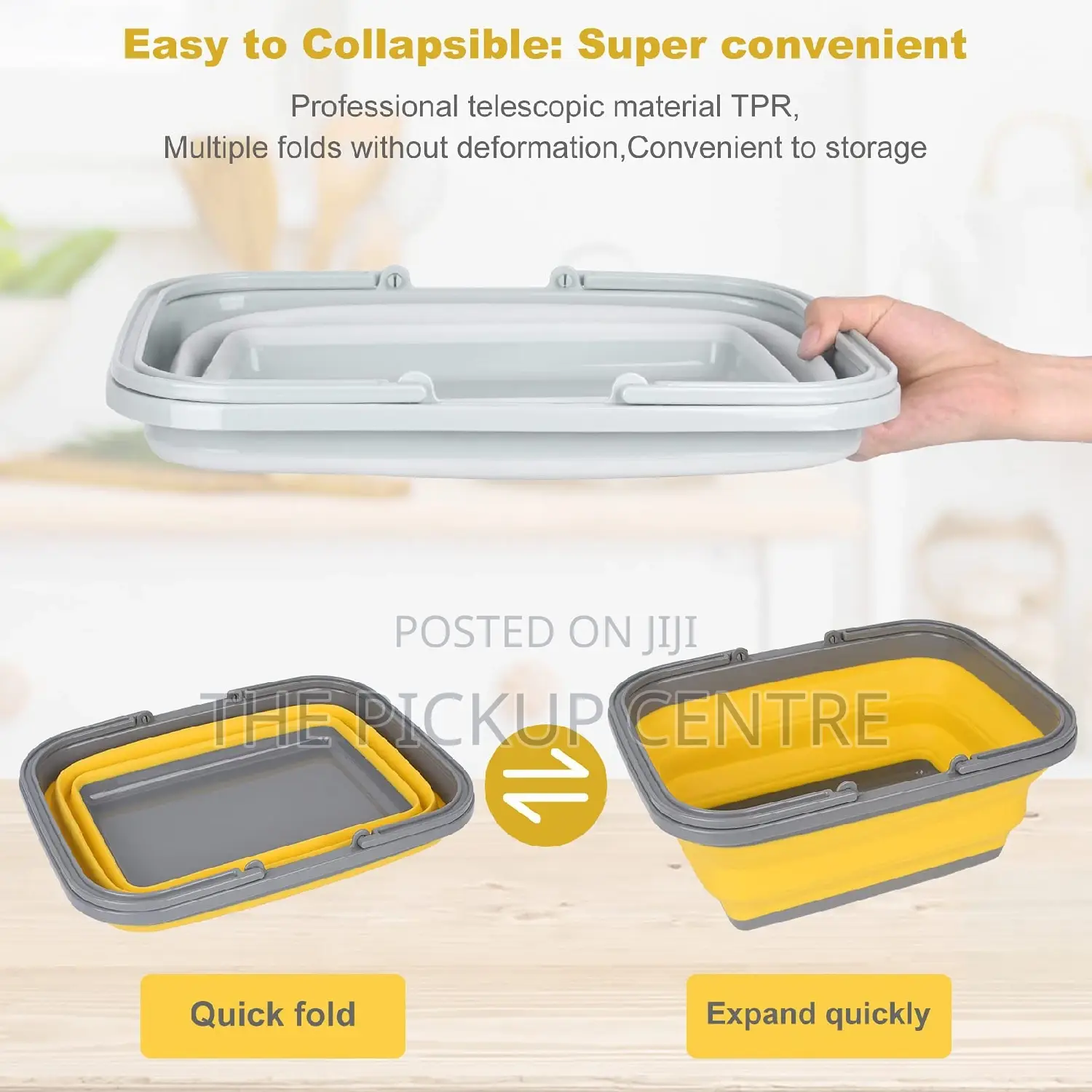 Collapsible Foldable Basket With Carry Handles