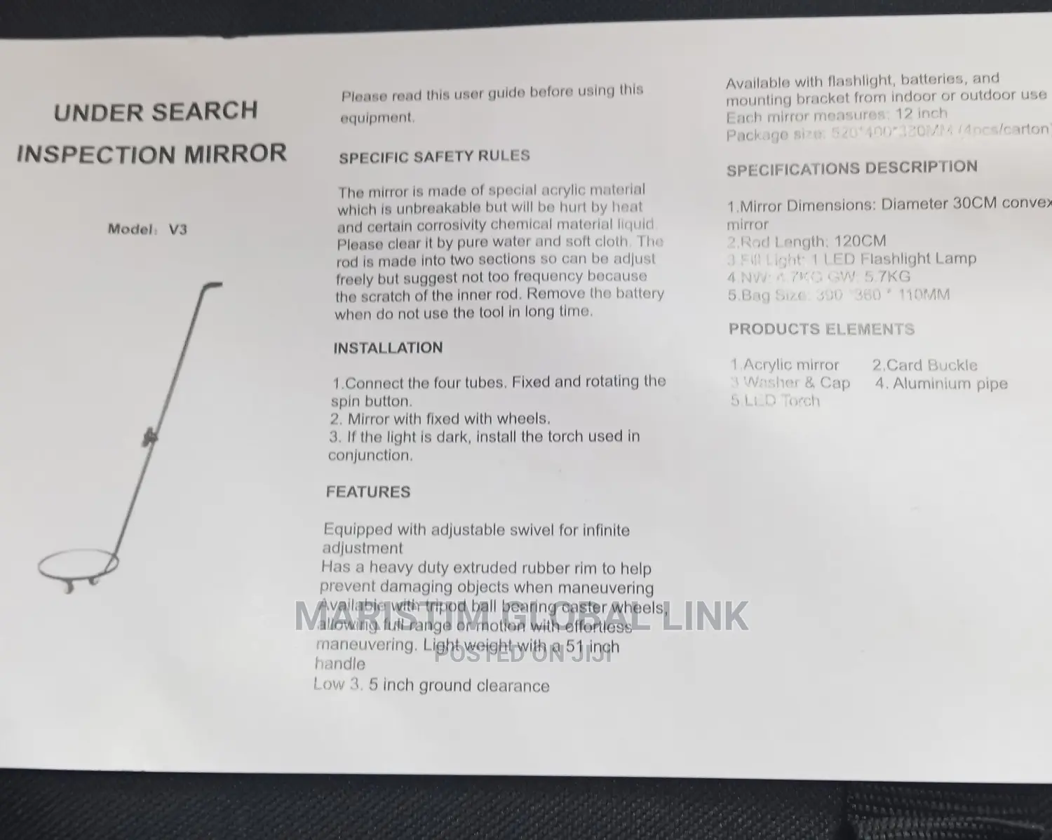Under Vehicle Search Mirror (Inspection Mirror)