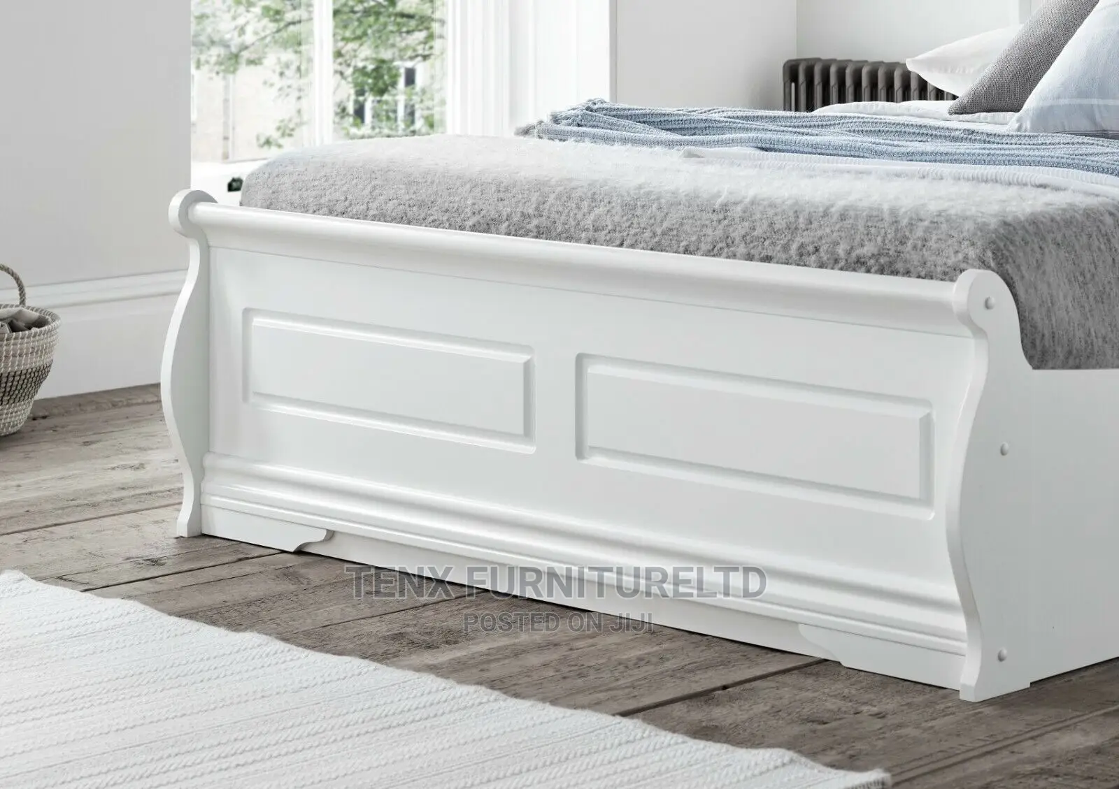 White Wooden Marseille Ottoman Sleigh Double/4ft6 Bed Frame
