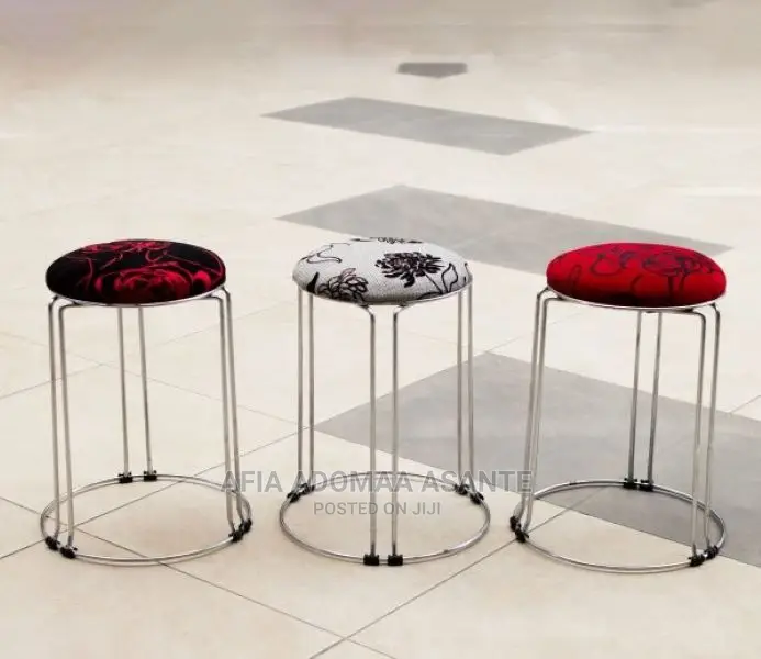 Round Cushion Metallic Bar/Hall Stool