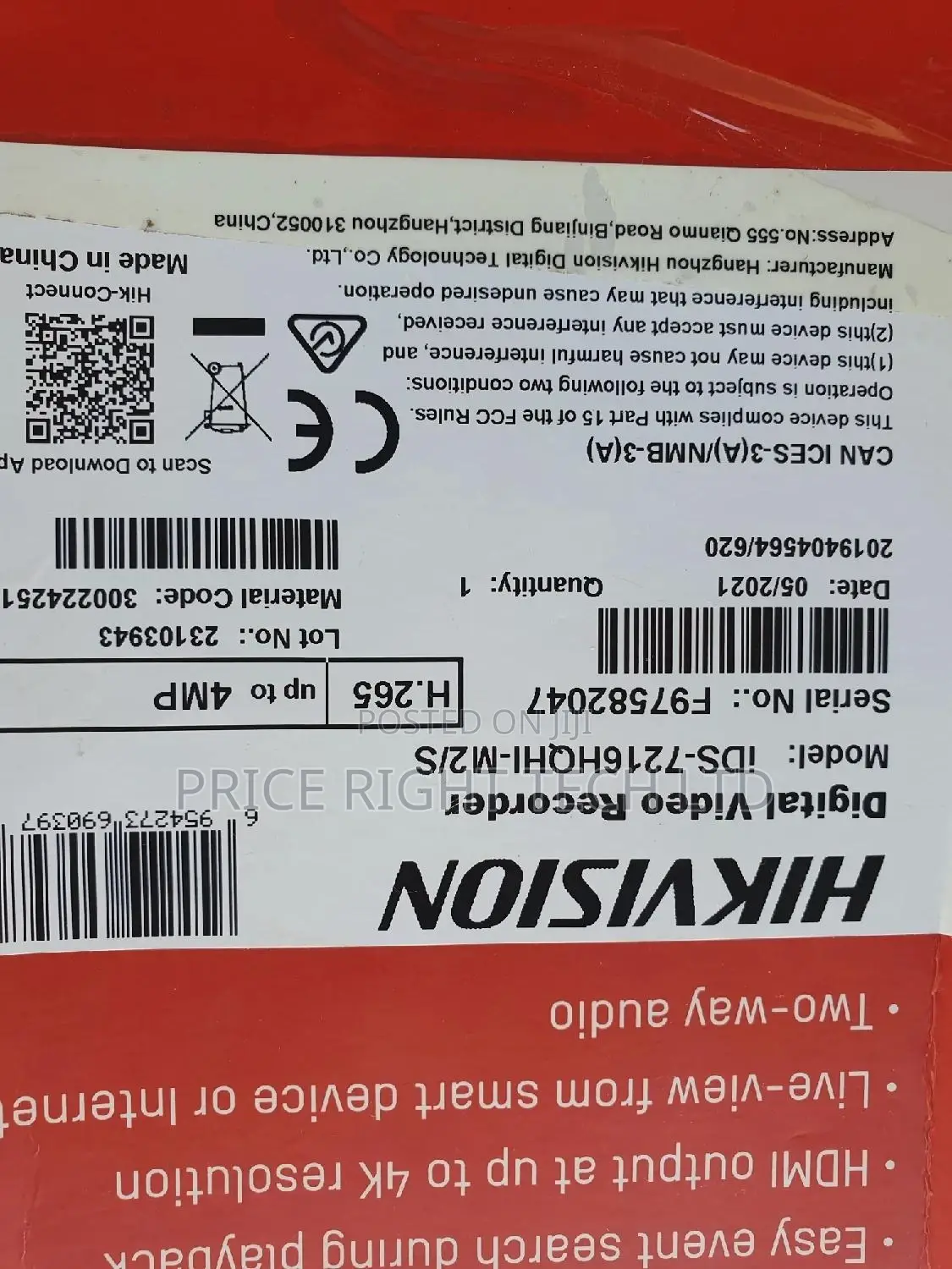 Hikvision DVR 16 Channel 2HDD Up to 5MP Ids-7216hqhi-M2/S