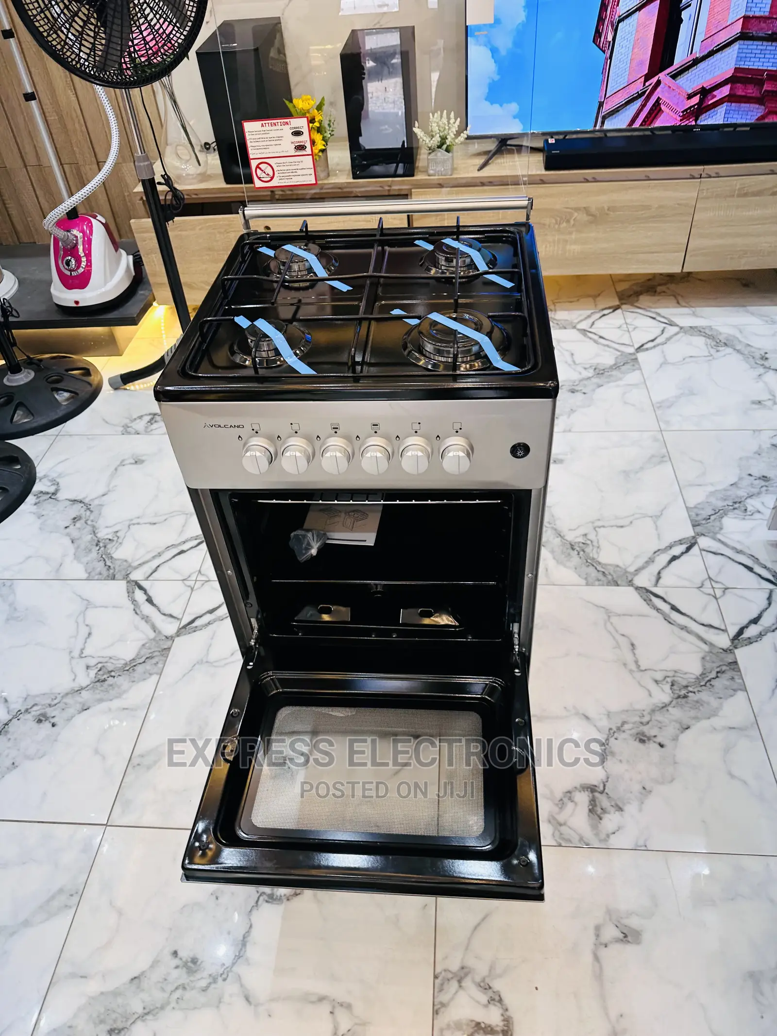 Kitchen Range Grey 50/50 Gas Cooker Oven Volcano 4burner