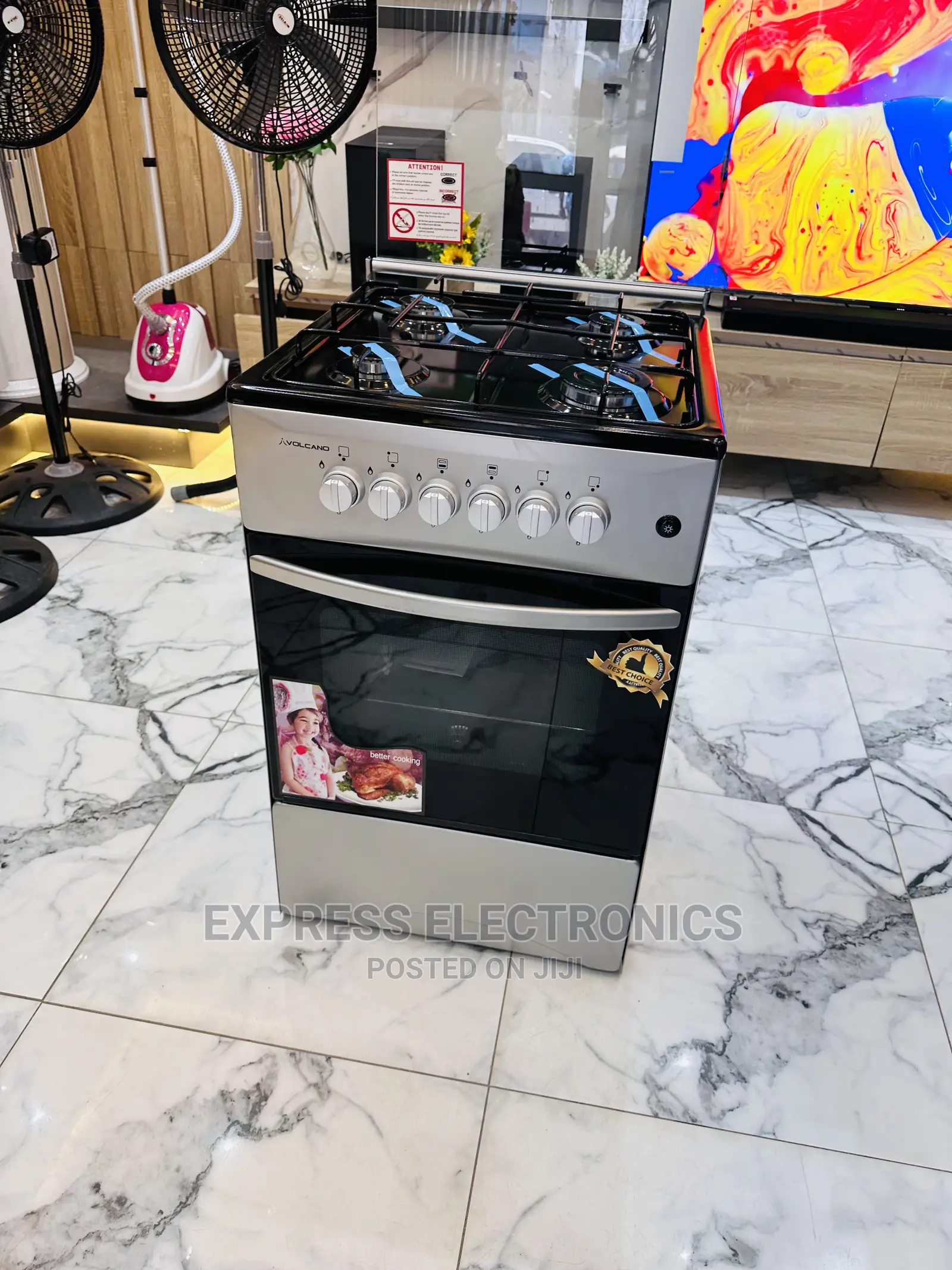 Stand Up Volcano 4burner 50/50 Oven Gas Cooker