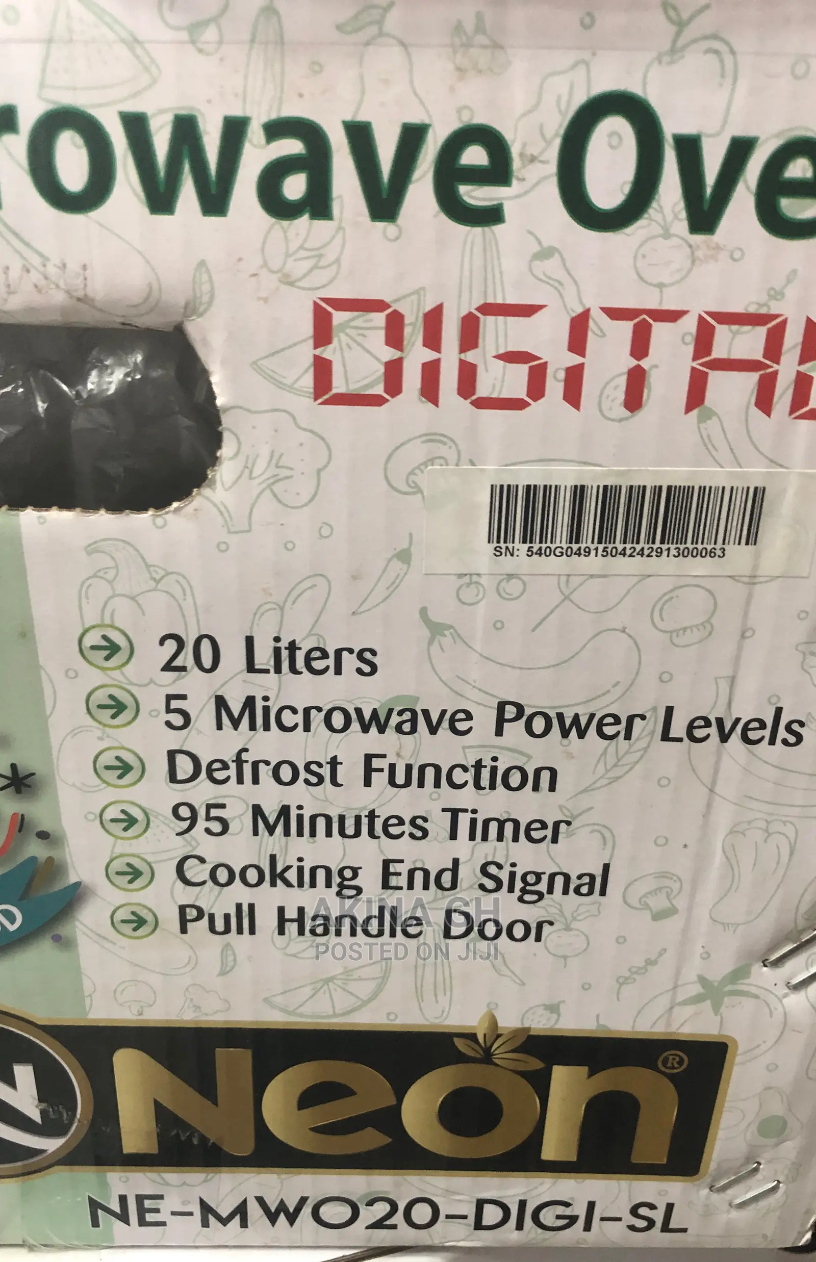 Neon 20L Digital Microwave With Defrost NE-MWO20
