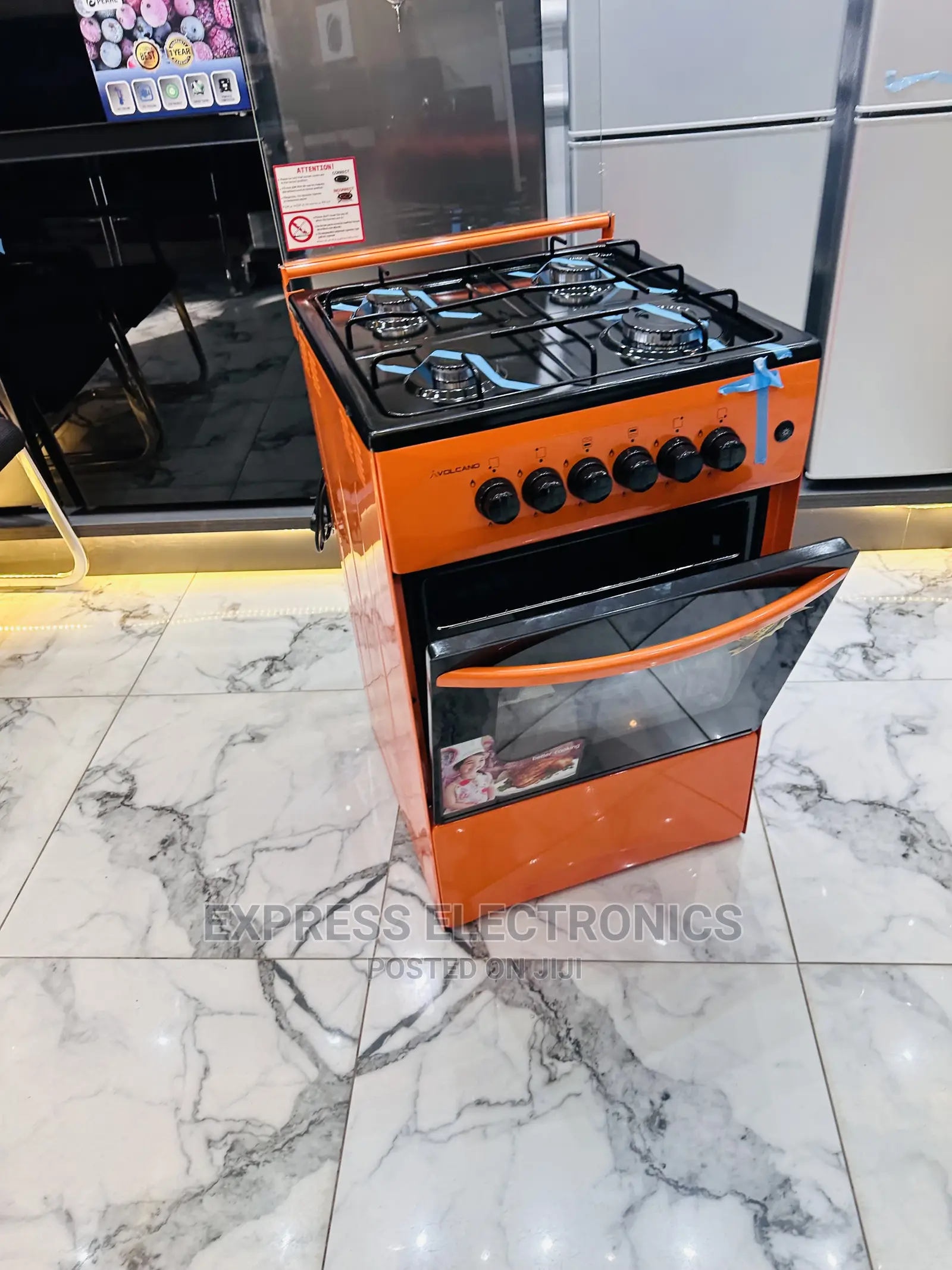 Original Orange 4burner Gas Cooker Oven Inbuilt Lamp