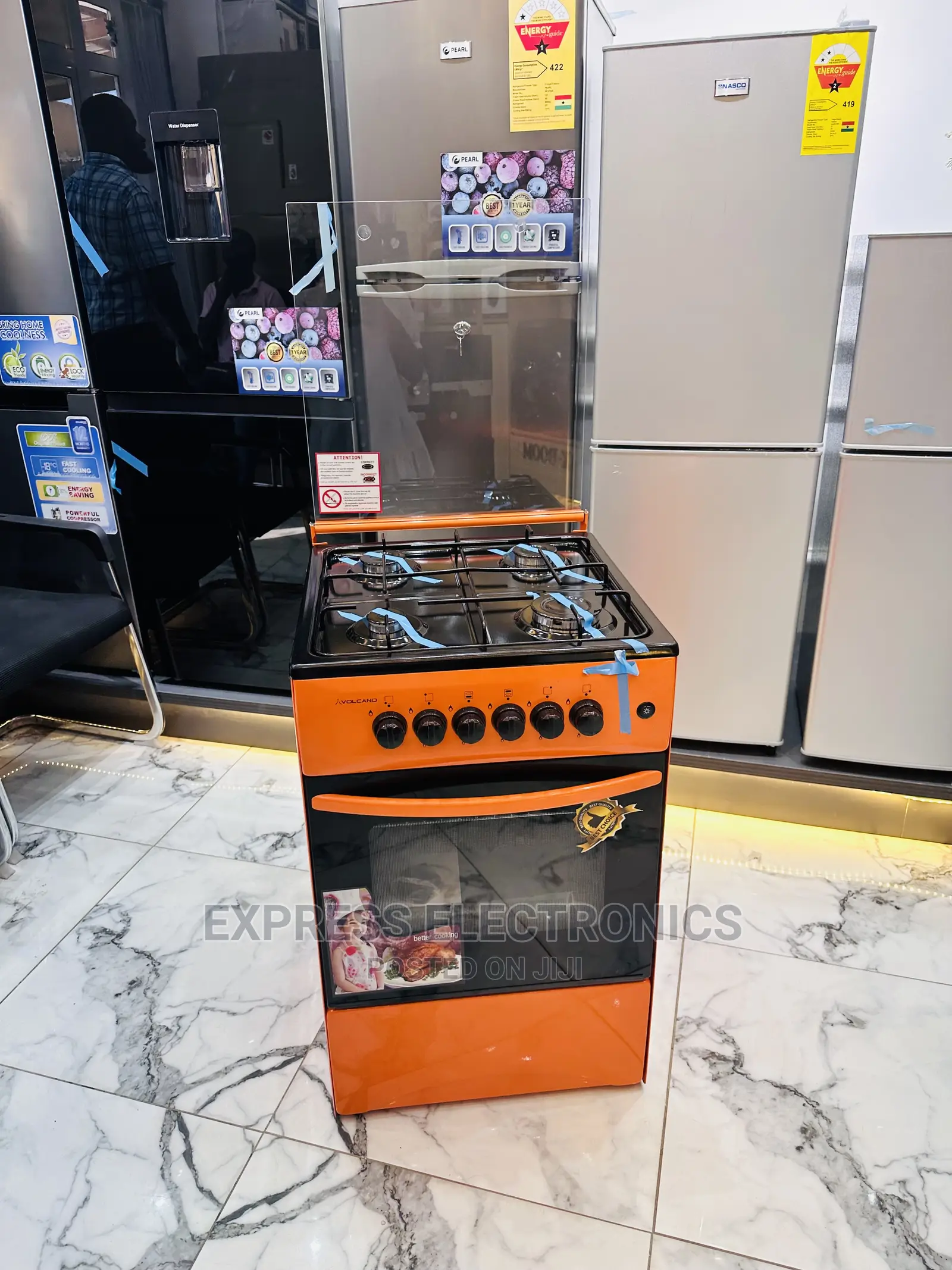 Classic New Orange Volcano 4burner 50/50 Oven