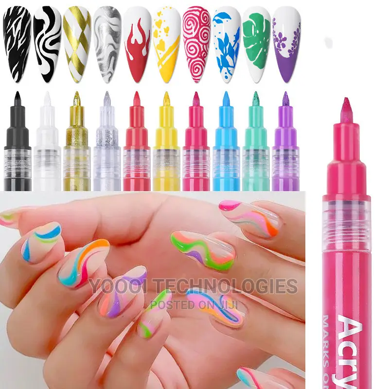 16 Colors 3d Acrylic Nail Paint Pen
