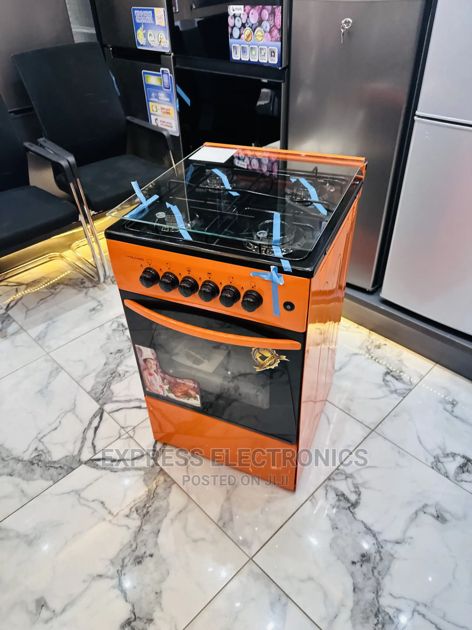 Exclusive One Orange Gas Cooker 4burner Oven Volcano