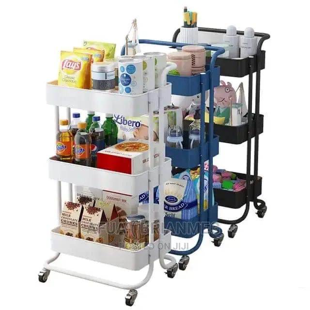 3 Tier Storage Trolley With WHEELS (BLACK/ WHITE)
