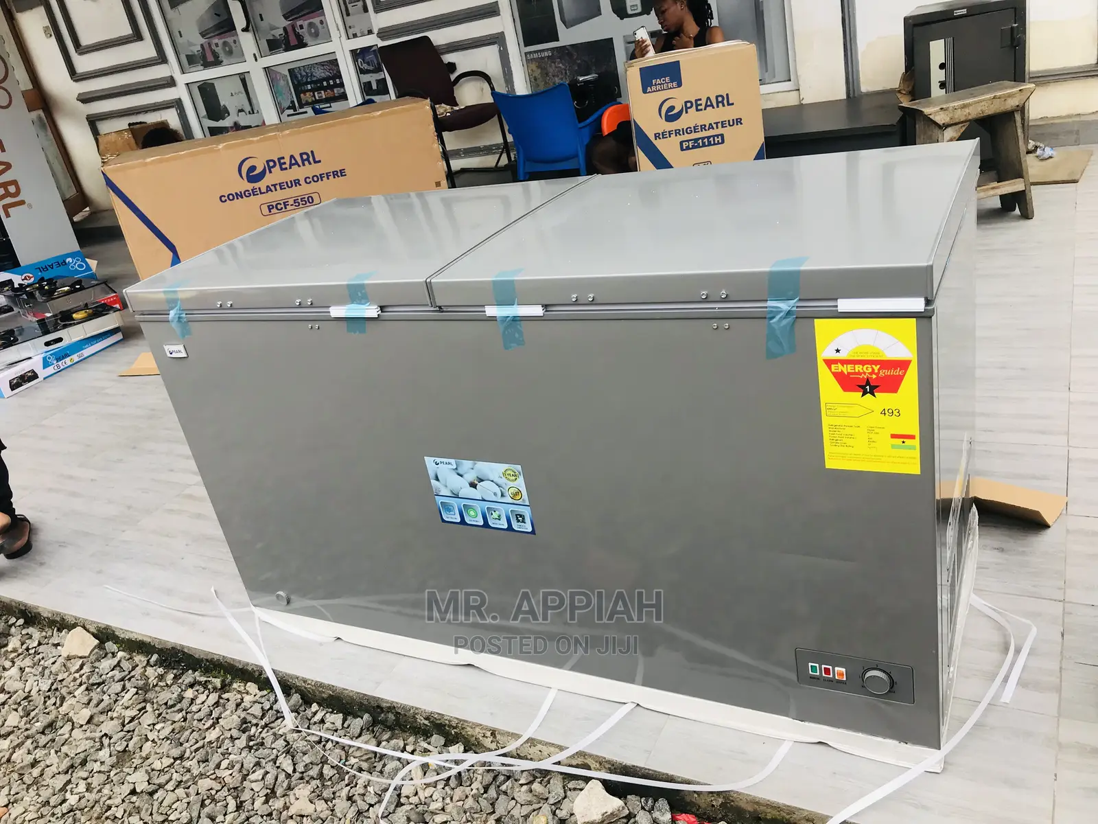 Original Pearl PCF-550 Double Door Chest Freezer(Gray) 