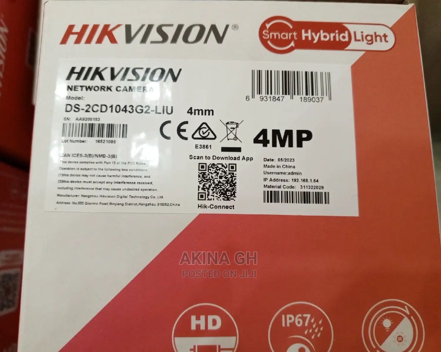 Hikvision 4mp Ip Bullet Camera Ds-2cd1043g2-Liu With Audio