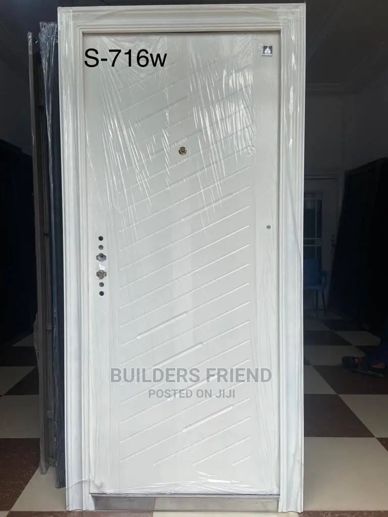 All White Standard Italian Single Security Door+Locks+Handle