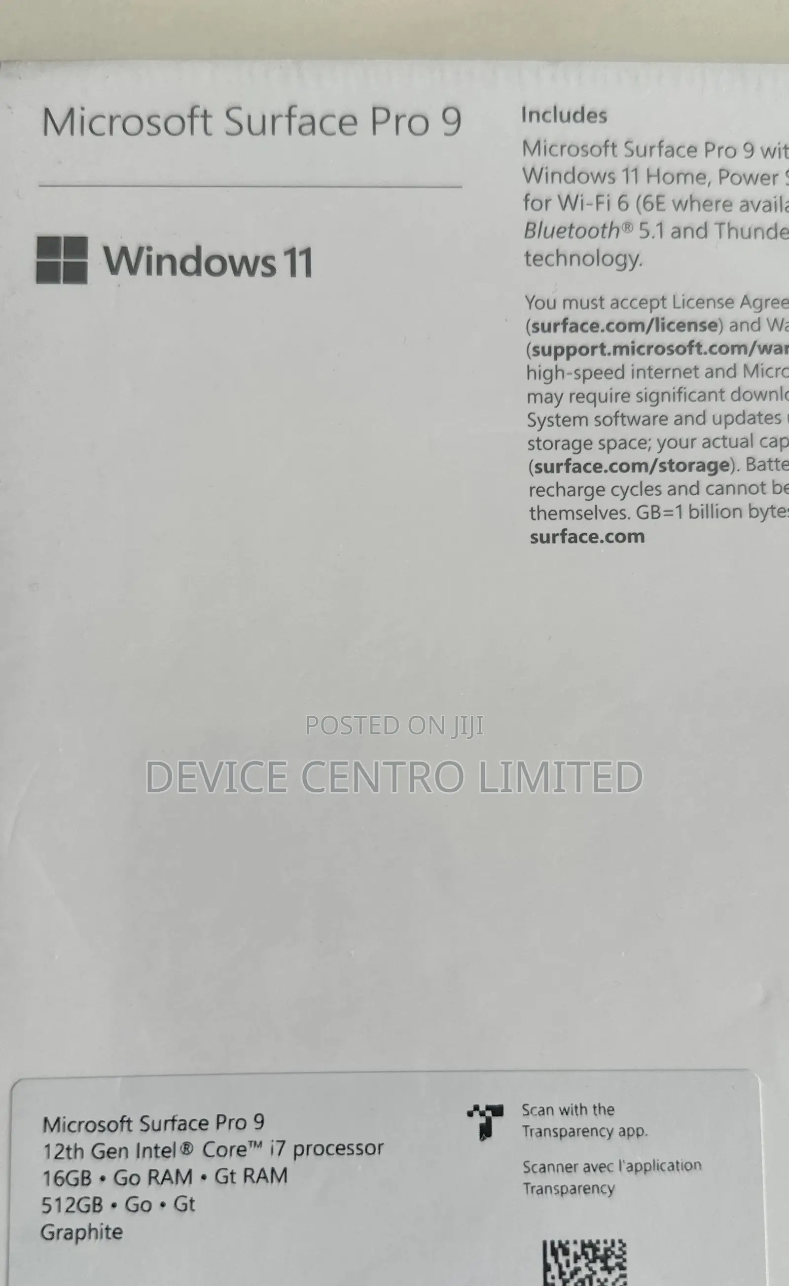 New Laptop Microsoft Surface Pro 9 16GB Intel Core I7 SSD 512GB