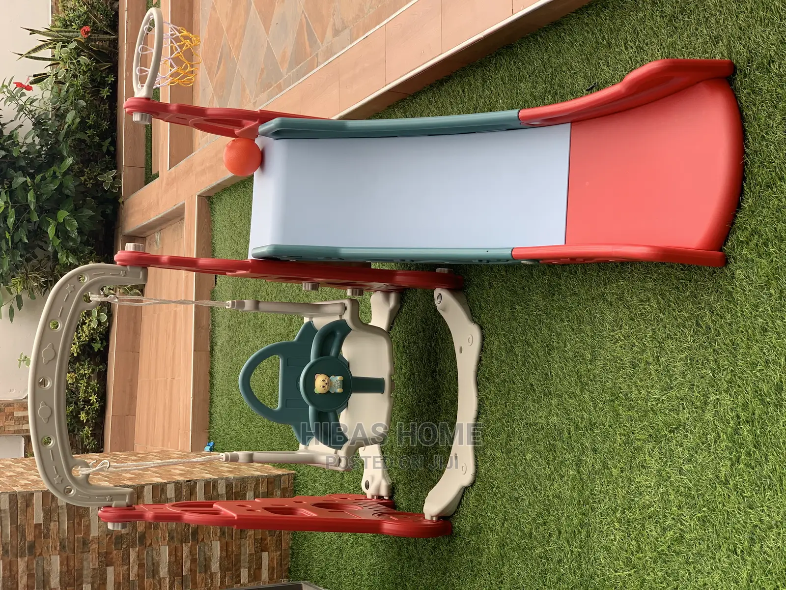 Kids 3in1 Swing Slide With Basket Ball Hoop Music 1-8yrs.