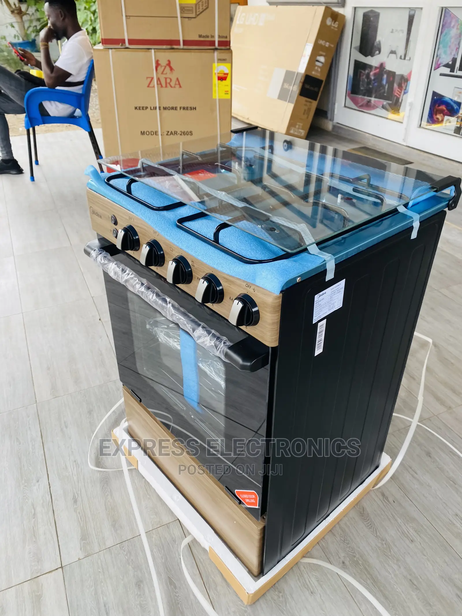 60/60 4burner Wooden Like Gas Cooker Oven Grill Midea