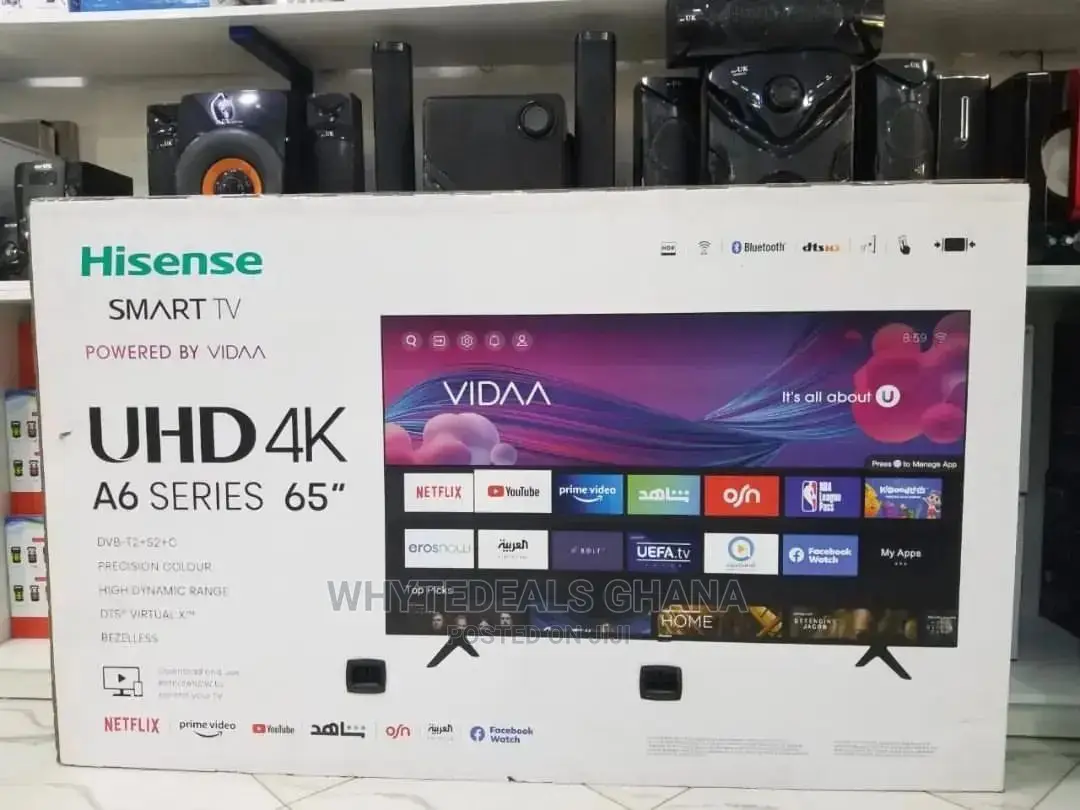 Hisense 65" Uhd Smart Led Tv| Edgeless| 2160p| Bluetooth|Voice-Cont
