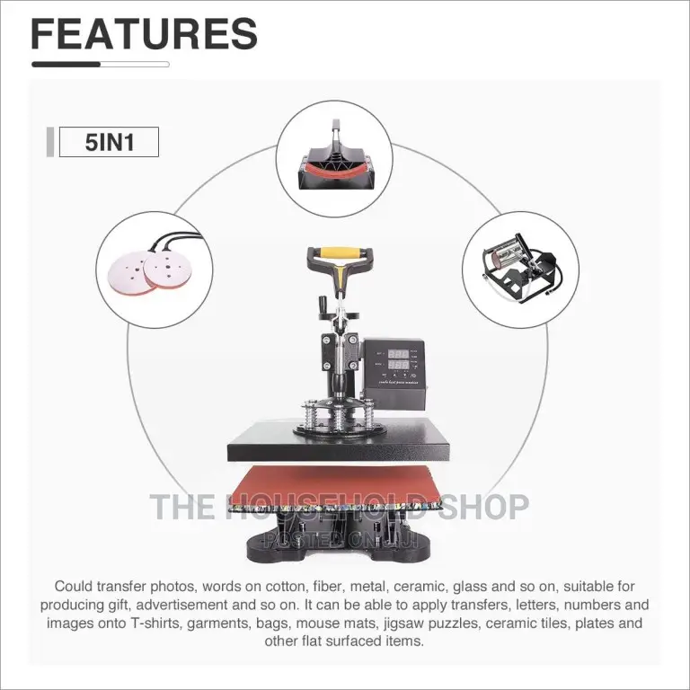 5 in 1 Heat Press Machine With 12 in 1 Pen Press