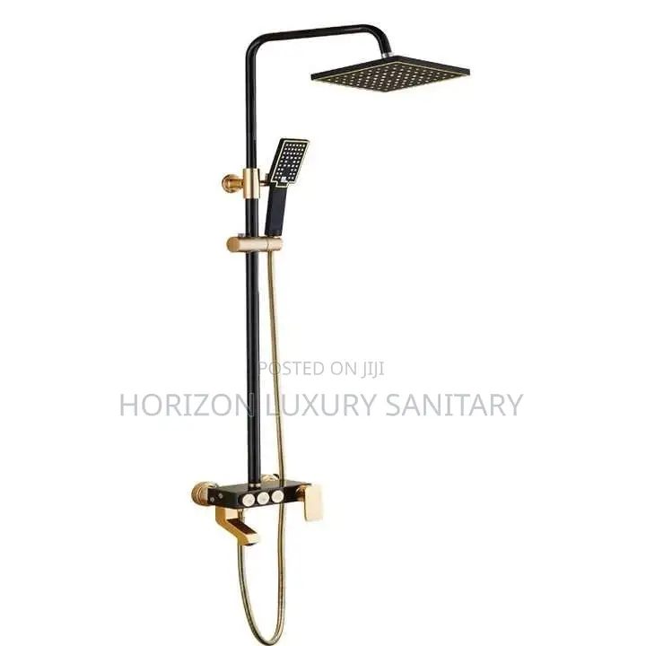Black an Gold 3 in 1 Telephone Shower With Press Buttons